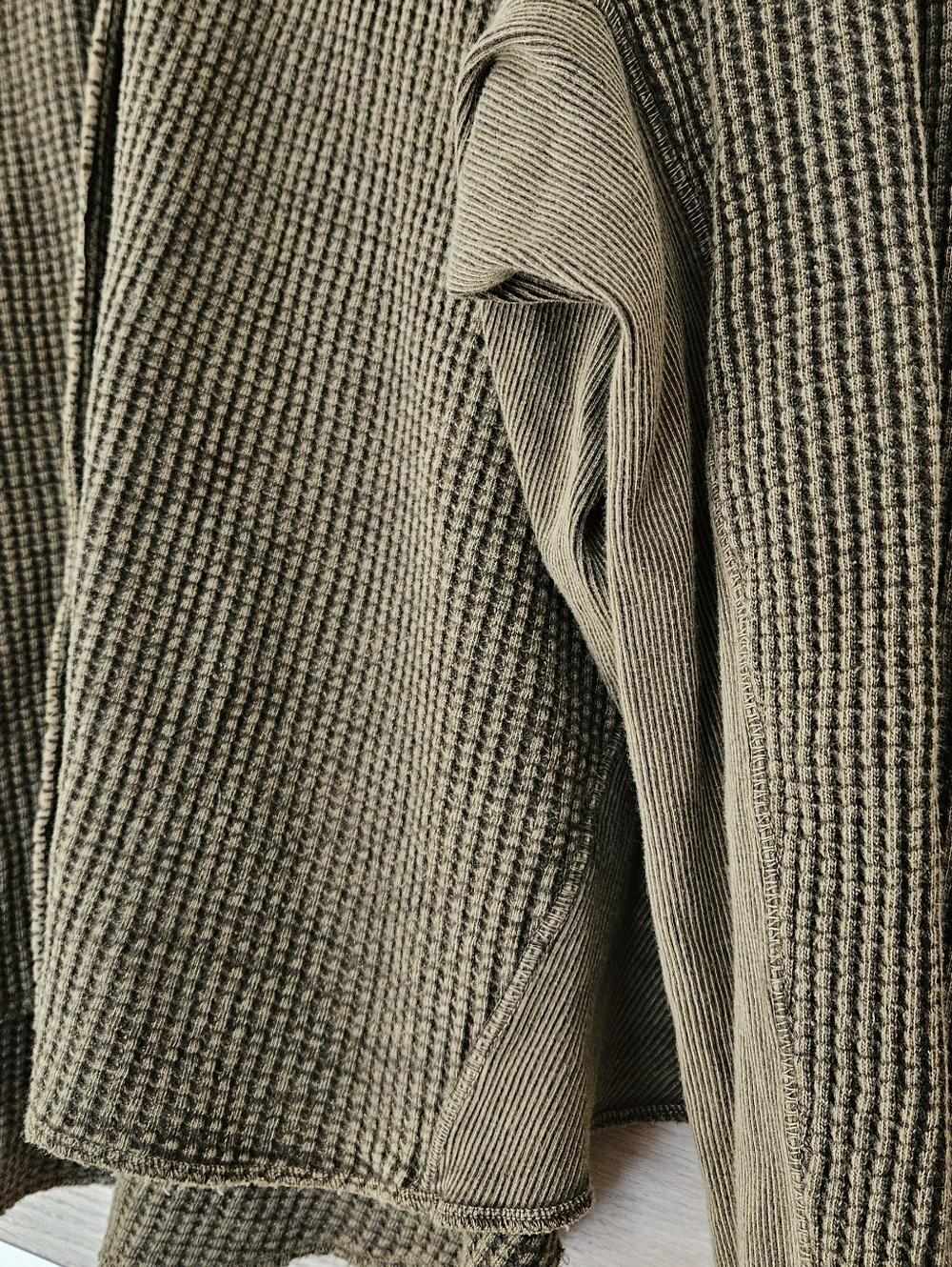 Free People One Scout Dip Dye Jacket Oversized Waffle Knit Cotton Olive Size L - Picture 4 of 11